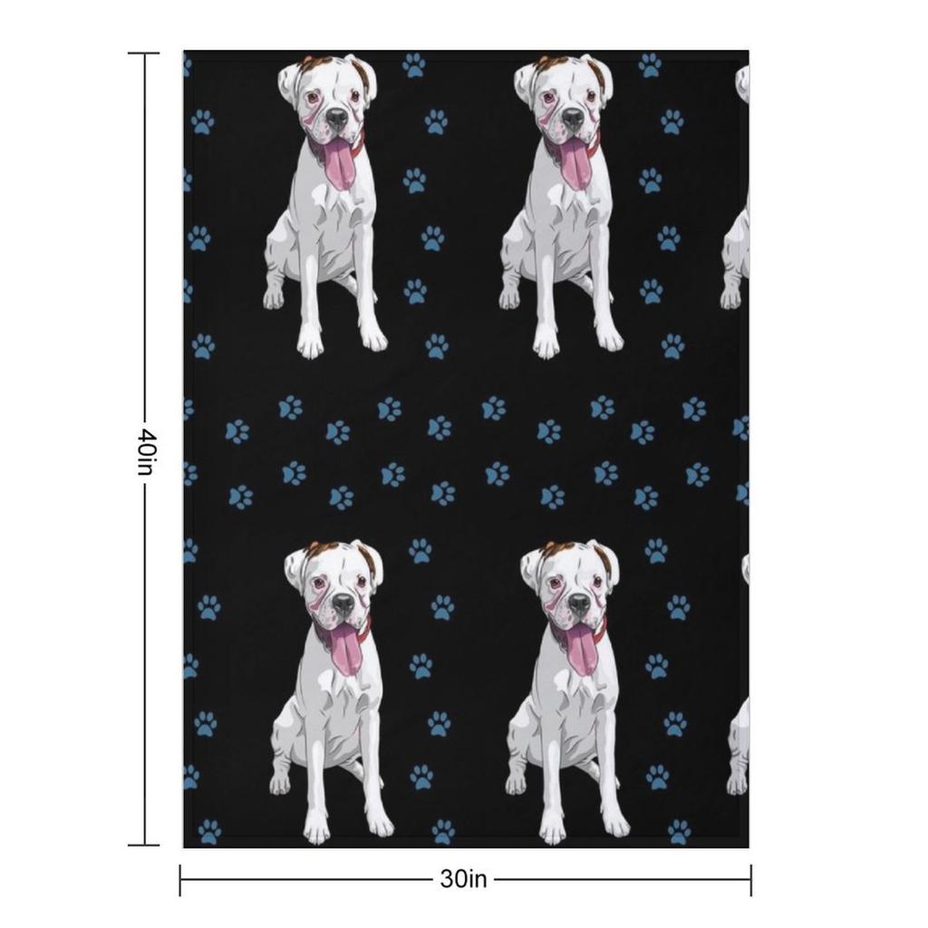 White Boxer Dog Cute Pattern Throw Blanket Manga Polar Luxury Single Blankets
