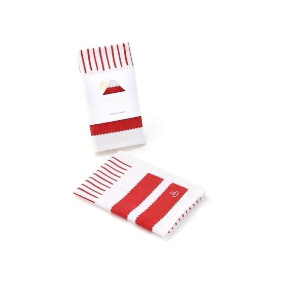 Towel Museum Ofurobi Striped Red Approx. 34x90cm 100% Cotton Made in Japan Thin Onsen Sauna Fluffy Cotton