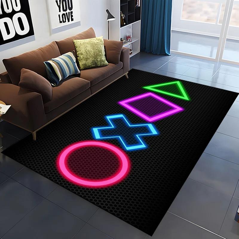 Game Rug for Gamers Boys Teens Kawaii Bedroom Living Room Decor Game Controller Gamepad Carpet Polyester Floor Mat Furry Doormat
