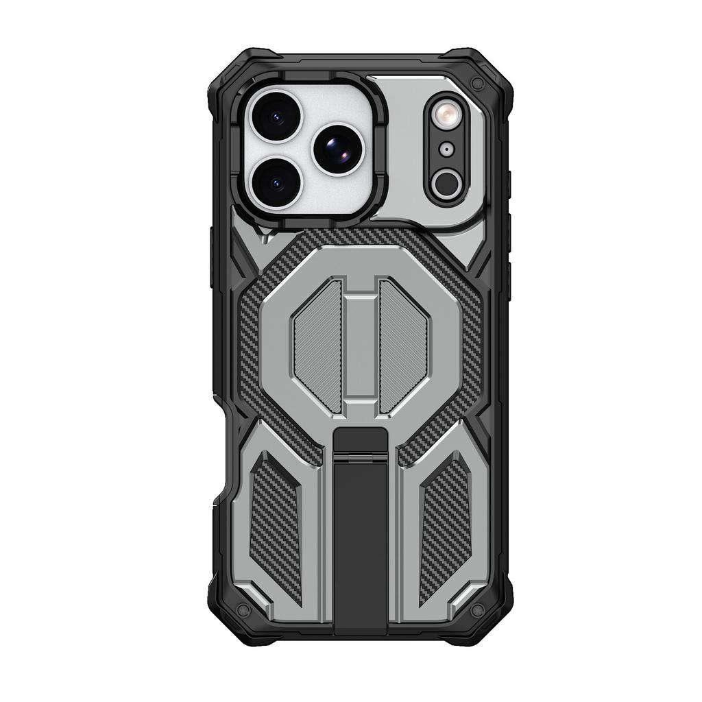 The New Model Is Suitable for Apple 17promax Three-proof Mobile Phone Case with Front Frame Anti-drop Protection Magnetic Vertical Bracket 16/15.