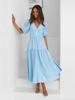 Summer Elegant Deep V Bubble Sleeve Maxi Dress With Pleated Fabric For Women