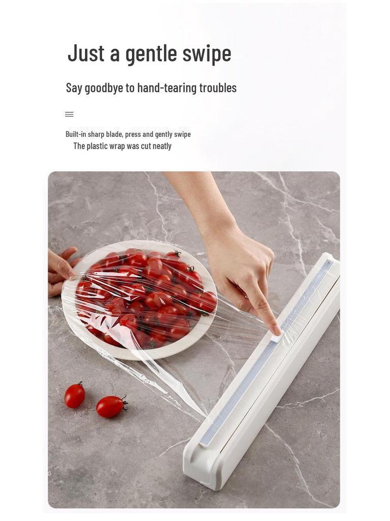 Adjustable Suction Cup Cling Film Cutter & Storage Divider for Kitchen