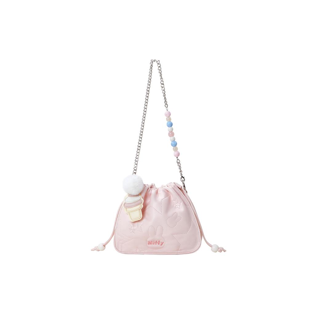 New Miffy Synthetic Leather Shoulder Bag, Bucket Bag, Chain Bag, Crossbody Bag Regular Women's White/Pink MF2444-01