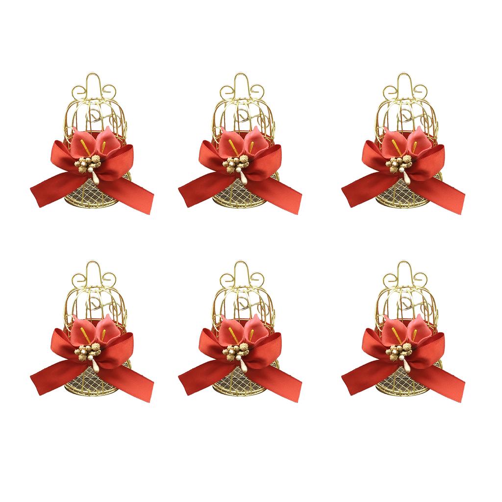 Pack of 6 Hollow Birdcage Iron Candy Box Jewelry Small Item Holder Exquisite Craftsmanship for Storing Small Accessories