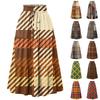 Dames geruite casual rok met elastische tailleband en trekkoord