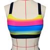 2 Pcs/Set Women Bikini Set Colorful Stripe Print U Neck Contrast Color
