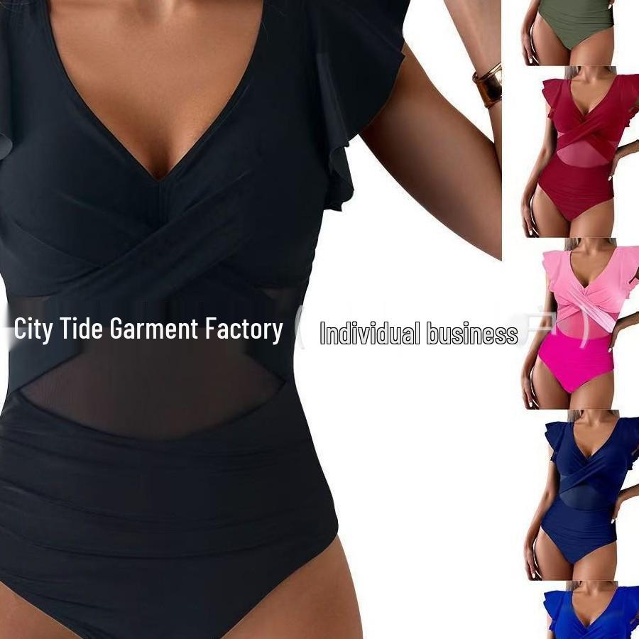 

Європейський та американський купальник-монокіні з рюшами, що моделює фігуру та контролює живіт (2025 Дизайн) Extra Extra Large