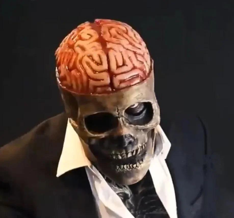 Halloween Latex Mask Skull Mask Horror Decoration Full Head  Helmet Movable Jaw Masque Gifts Party Costume Exorcist Scary Mask
