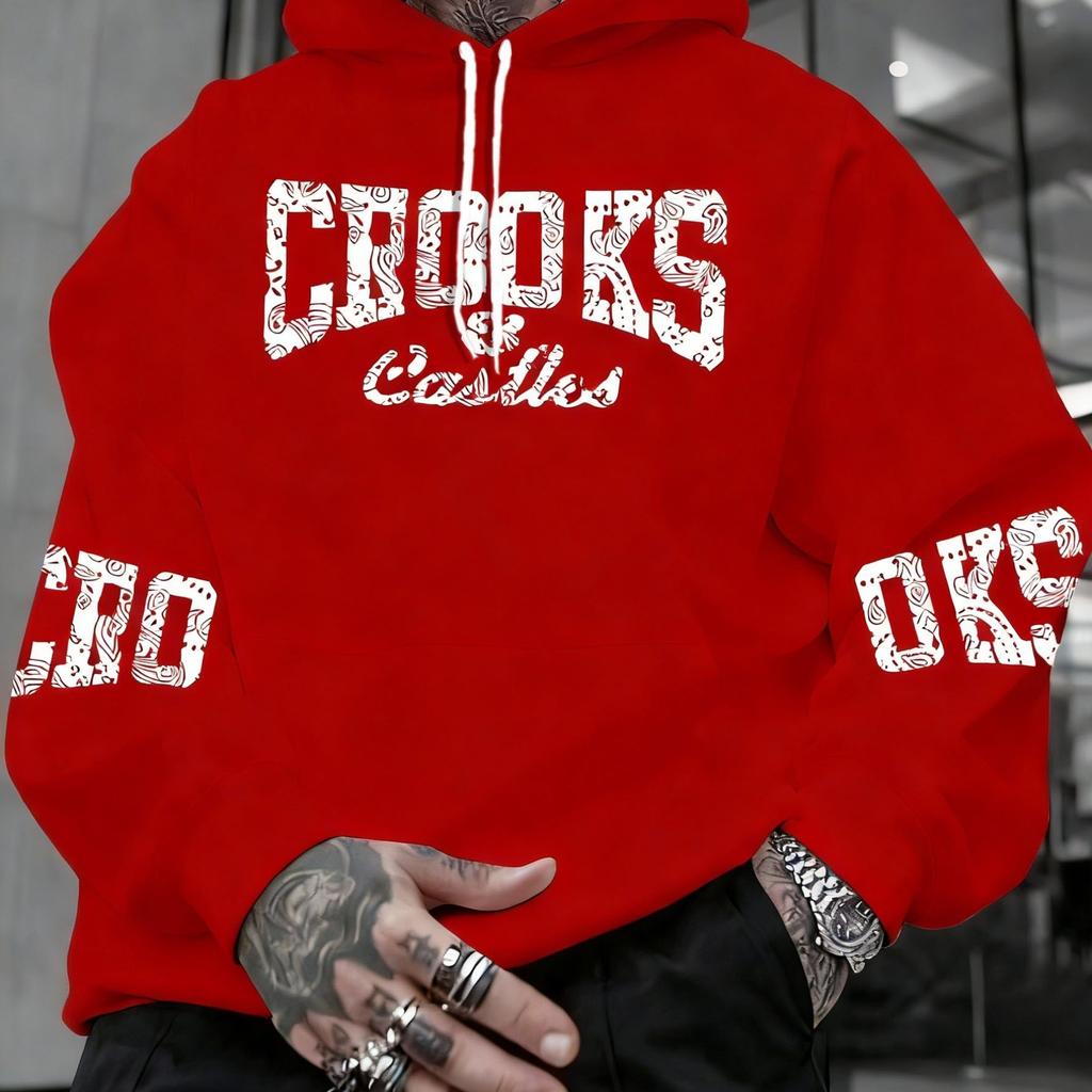 Men'sAutumn And Winter Hooded with Iconic Print - Loose Fit Streetwear Hoodie