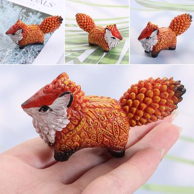 Totem Fox Miniature Figurine Fox Totem Statue Animal Resin Crafts Ornaments Desktop Decorations