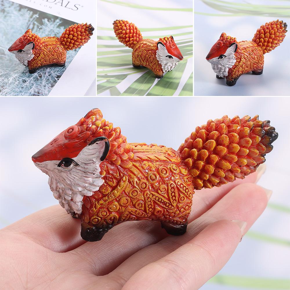 Totem Fox Miniature Figurine Fox Totem Statue Animal Resin Crafts Ornaments Desktop Decorations