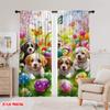 2pcs,2D Plane Printing Popular Curtains Spring Pups Picnic Durable Polyester (without Rod) Decorations Outdoor for Bedroom