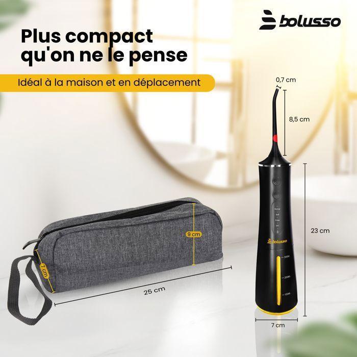 Bolusso Hydropulseur Dentaire Sans Fil – 7 Embouts Avec Étui De Voyage Et Livre Électronique, 4 Modes, Réservoir De 300 Ml, Gratte