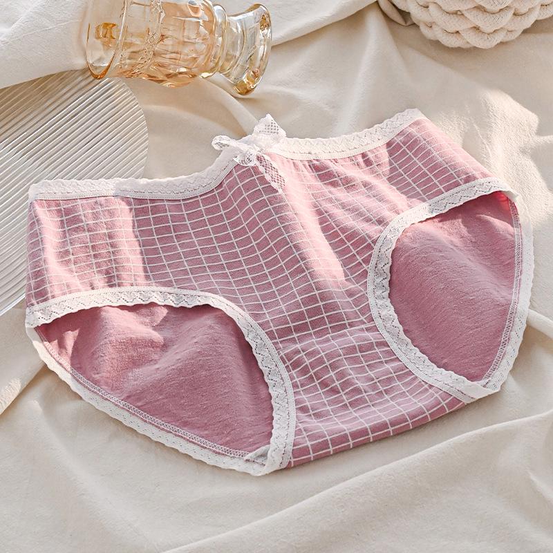 

Japanese Plaid Bow Mid-Waist Briefs for Teen Girls XL [125-155 lbs]