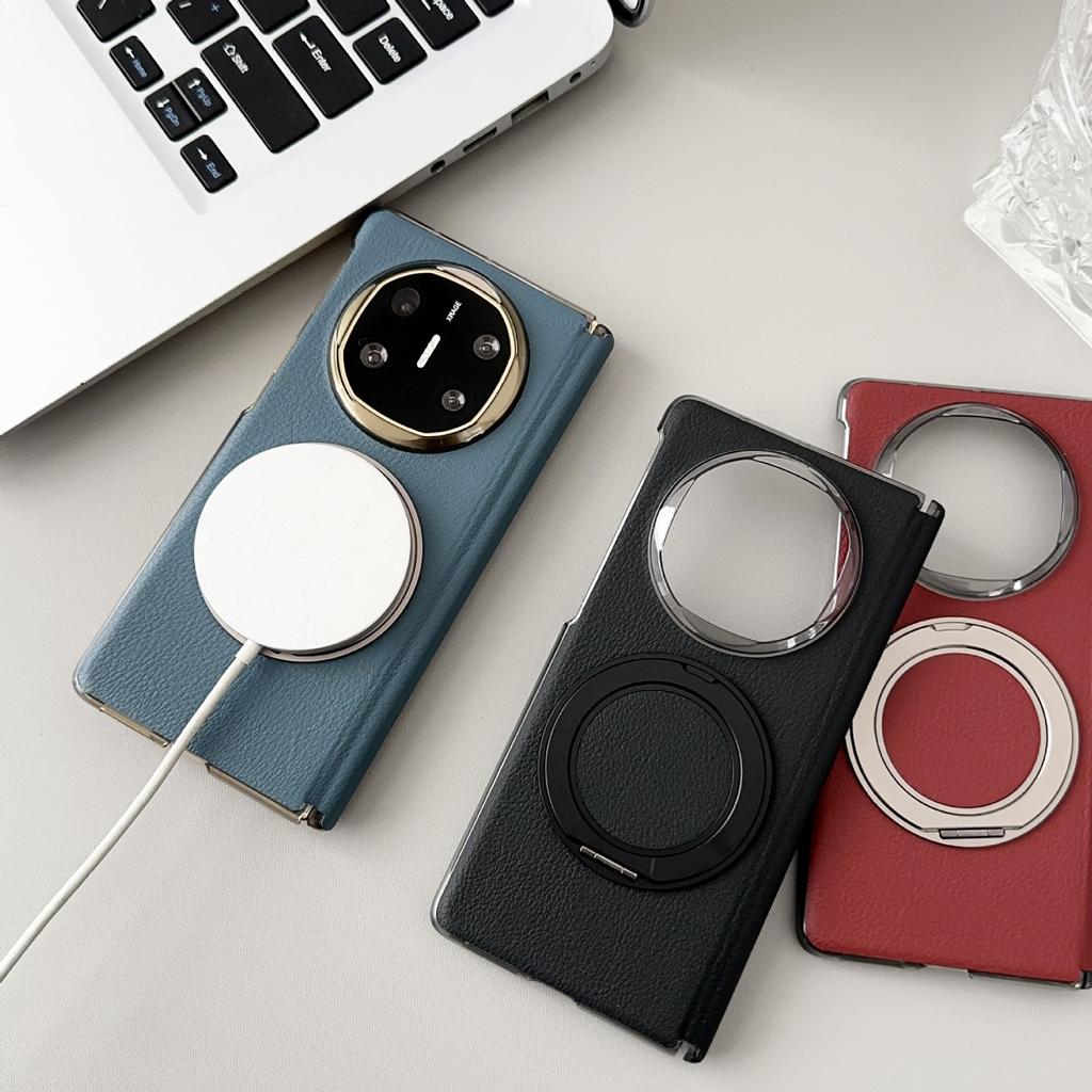 Applicable To Huawei Matex1 Collector's Edition Mobile Phone Case Plain Leather Central Axis  X1 Magnetic Suction Rotating Bracket X1 Anti-drop Case