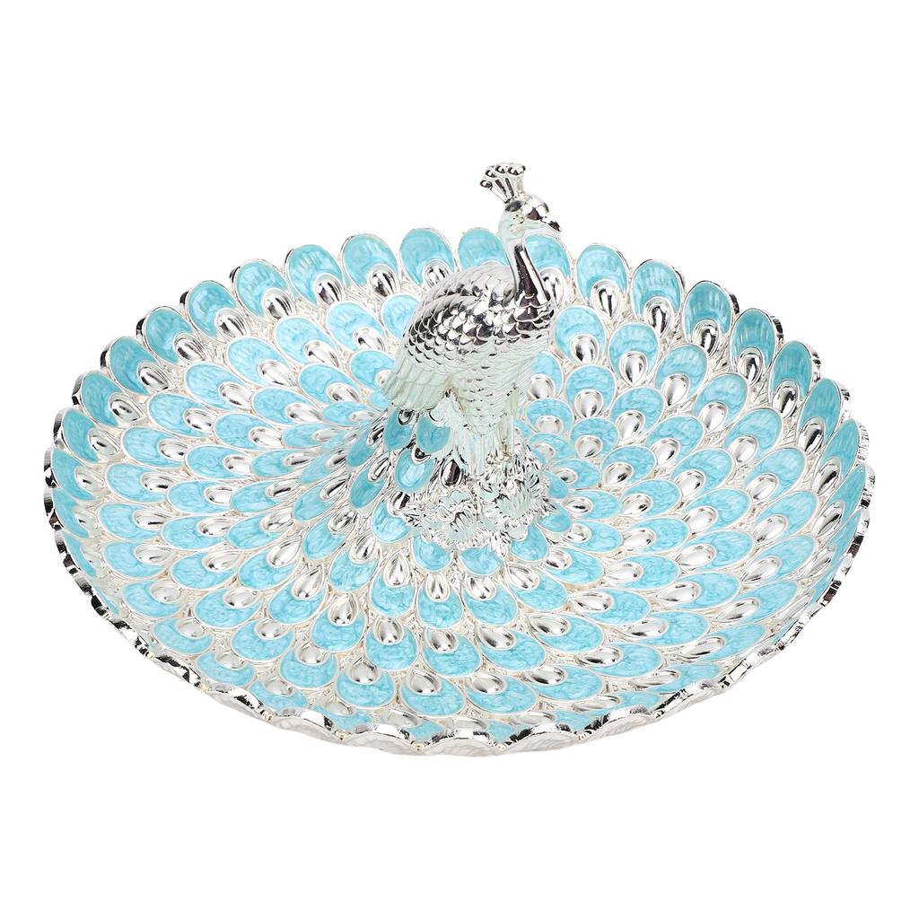 Peacock Fruit Tray Zinc Alloy Metal Peacock Plate for Bread Snacks Cakes   Candies