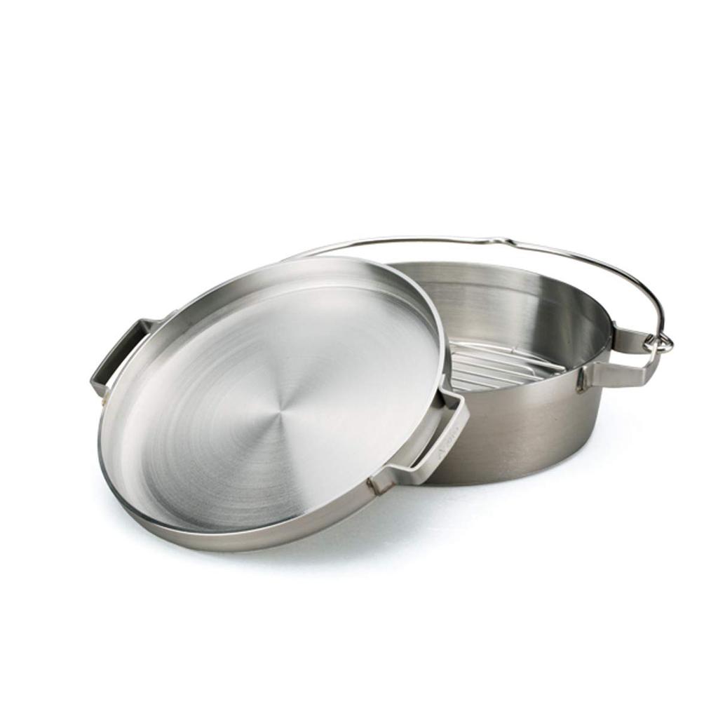 SOTO Half Stainless Steel Dutch Oven Made in Japan No Seasoning Easy to Clean and Detergent High Heat Perfect for Outdoor and 10-inch (ST-910HF)