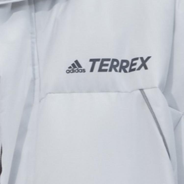 Adidas Terrex Series Solid Color Logo Loose Warm Long Hooded Down Jacket Unisex Outerwear White HM9707