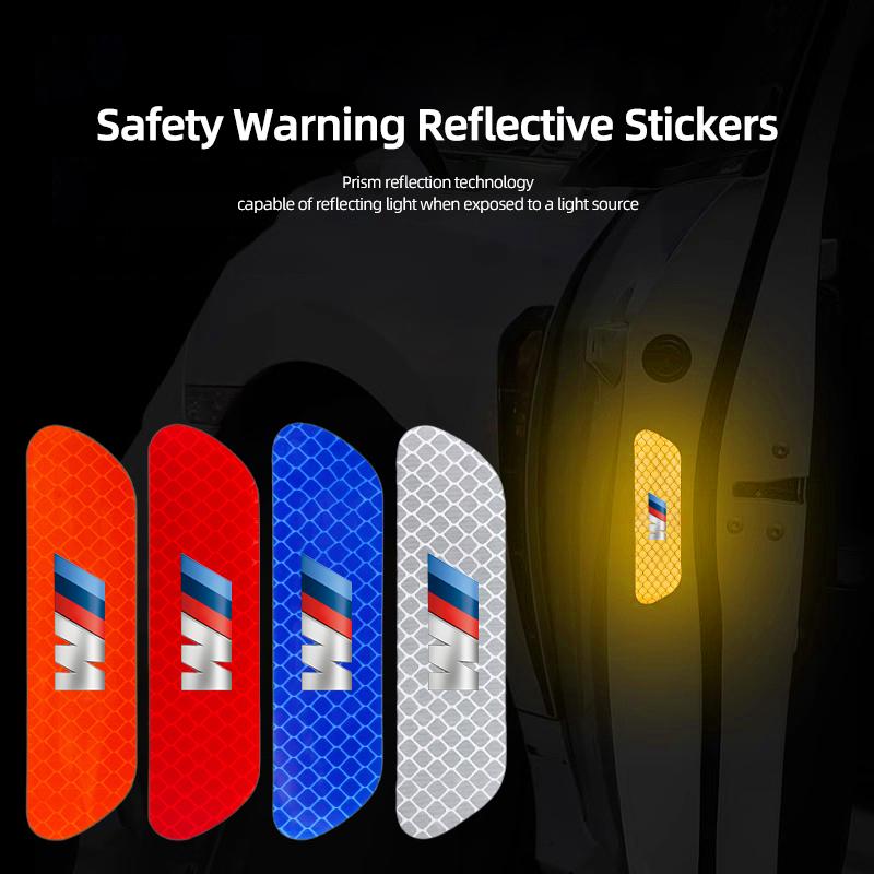 4Pcs Car Door Sticker Safety Warning Reflective Mark For BMW G80 G06 G07 G42 G14 G15 G16 F82 X1 X3 X5 X7 M1 M2 M3 M4 M5 M6 M7 YL6
