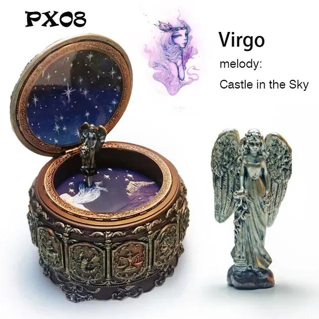 Rotating Vintage Music Box With Constellations Goddess Mechanism Musical Box Signs Of The Zodiac Gift for Birthday Christmas