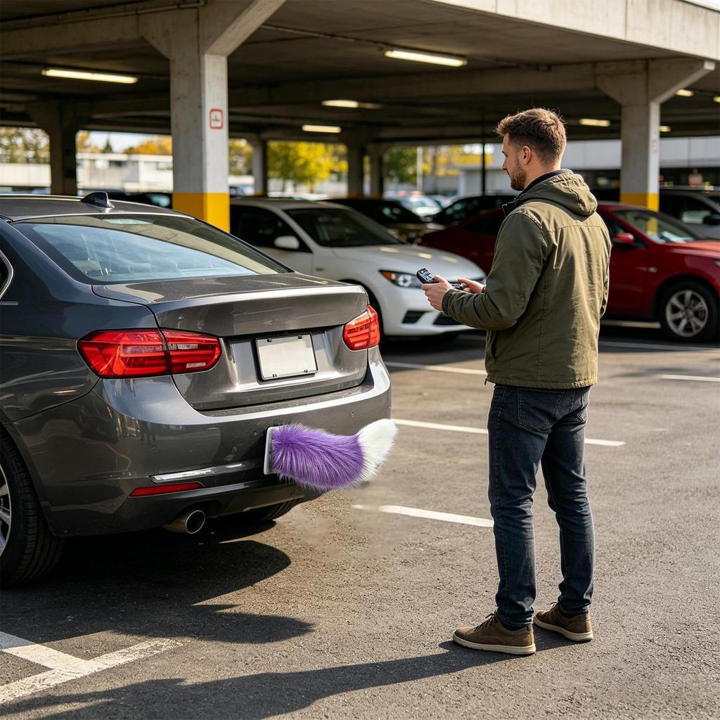Flauschige Fernbedienung Elektrische Fahrräder Schwanz Realistisch Vielseitig Auto Wedelnde Bewegliche Schwanz Selbstklebend Wiederaufladbar für Auto