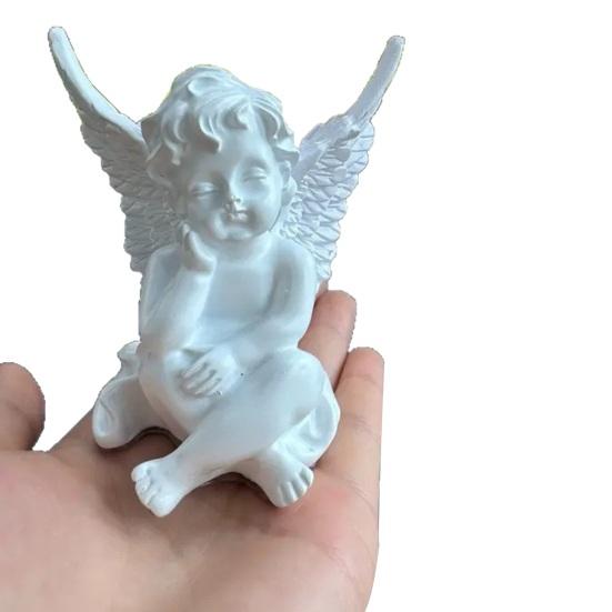 Little Angel Figurine, Resin Cherub Angle Sculpture, Remembrance Healing Sympathy Gift for Bedroom, Shelf, Office Desk Decor