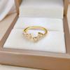 Real Gold Bow Full Diamond Ring Opening Adjustable Simple Jewelry Japanese Ring Couple Ring
