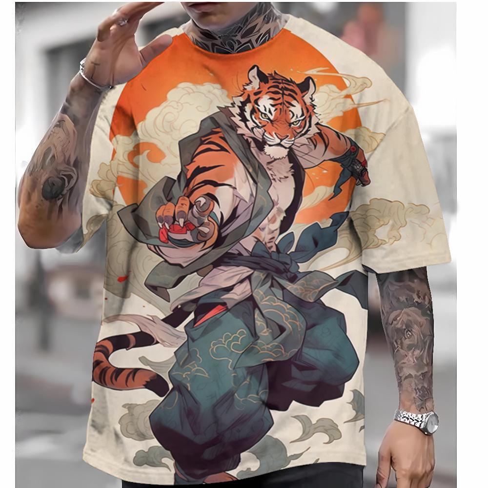 Men's Japanese T-shirt Oni Samurai Pattern T-shirt Printing