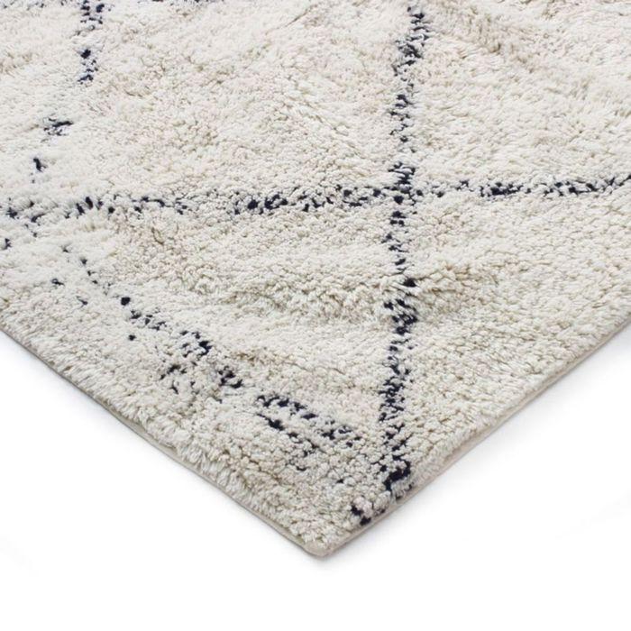 Tapis salon berbère en coton motifs losanges écru naturel 190x290