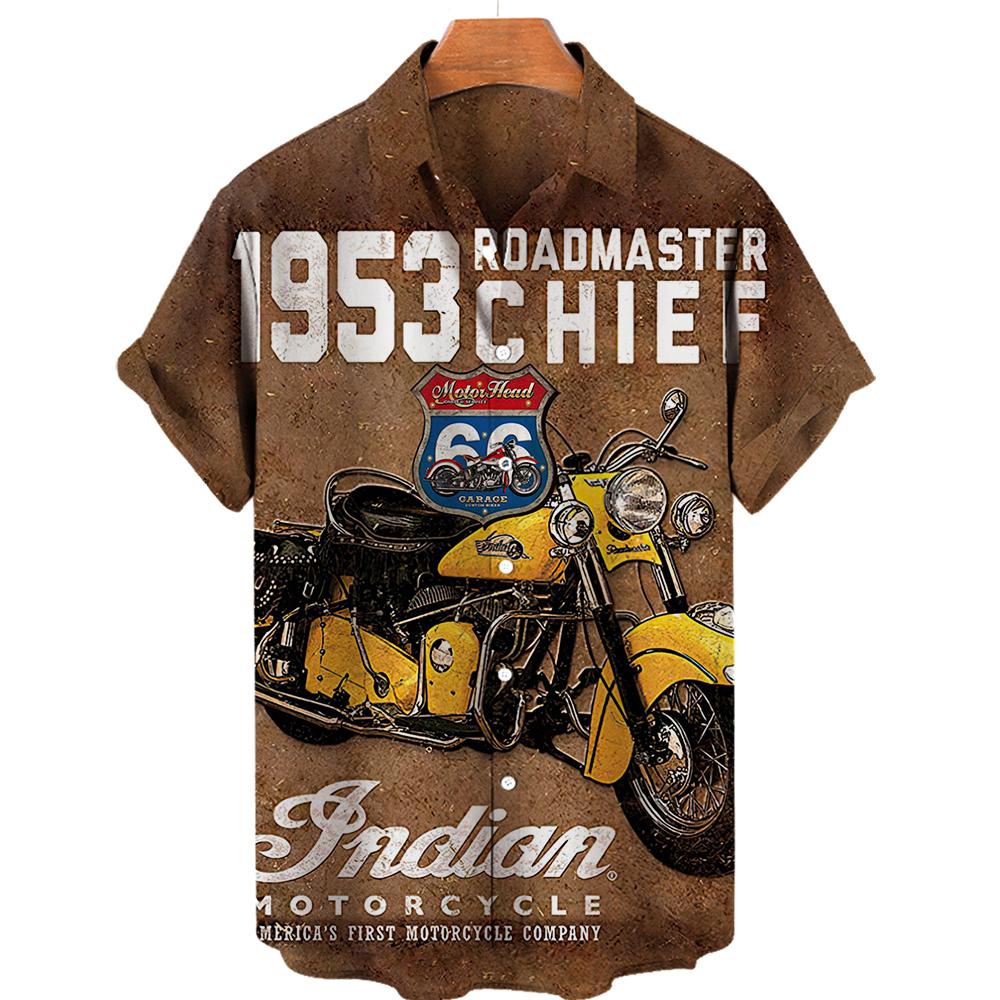 Hawaiian Colorful Sci-Fi Space War Elements Printing Breast Pocket Short Sleeve Shirt Loose Versatile Casual Sports Summer Men