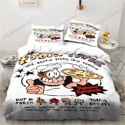 Pizza Tower Klassischer Pixelstil Spiel Bettwäscheset Bettbezug Bettset Steppdecke Kissenbezug Bettdecke King Queen Größe Jungen Erwachsene