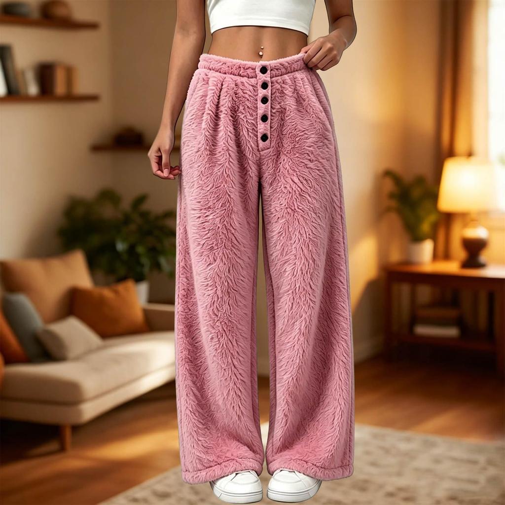 Women's Flannel Pants Loose Wide Leg Casual Comfortable for Home and Everyday