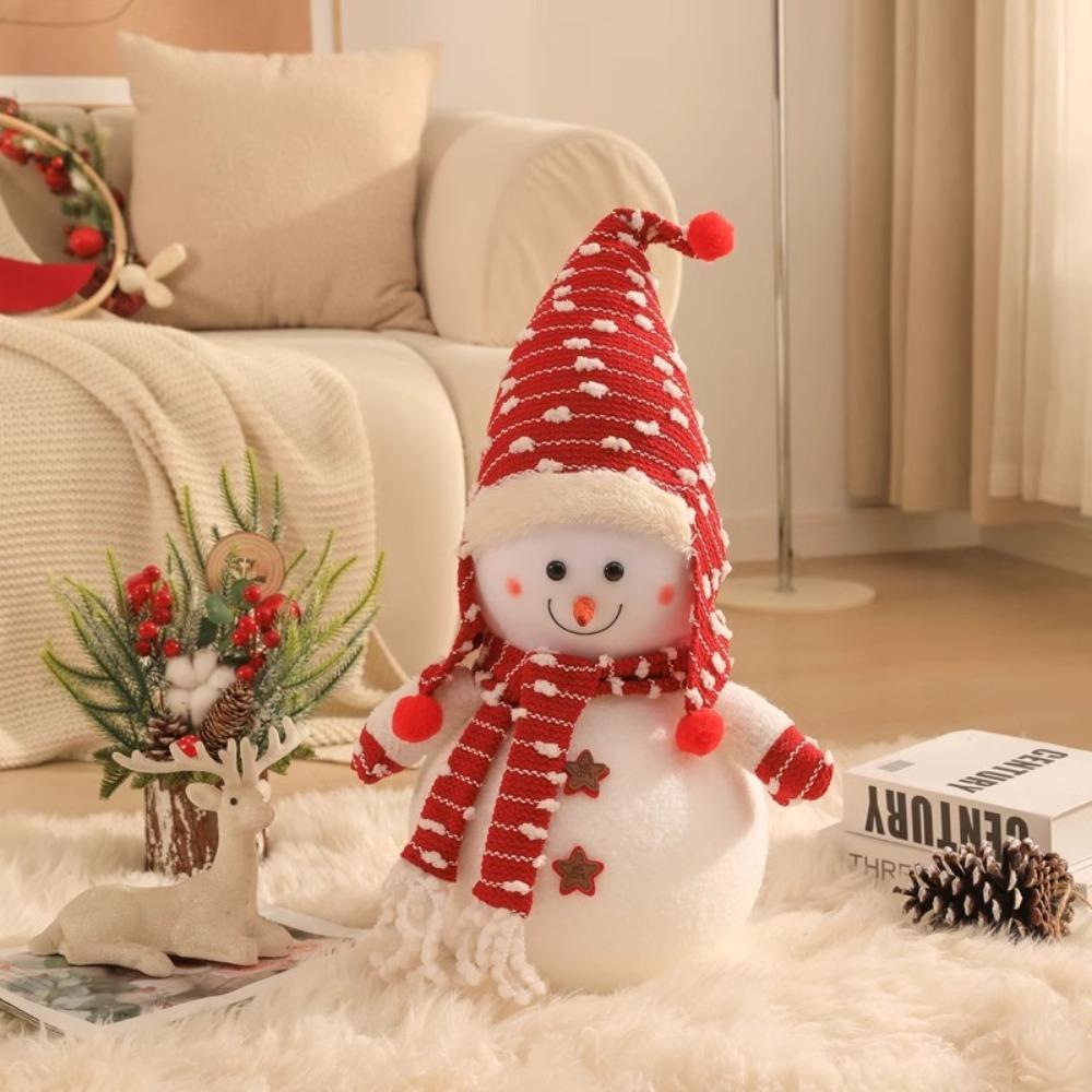 Cartoon Snowman Plush Toy Scarf Snowman Stuffed Dolls Christmas Snowman Plush Doll  Party Favors