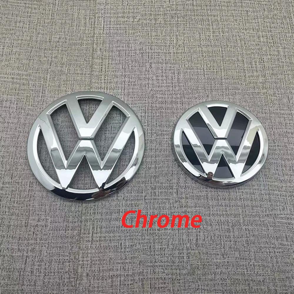 Pour VOLKSWAGEN VW Emblème de Calandre Avant Chrome Noir pour Voiture 137MM + Emblème de Coffre Arrière 115MM Emblème Auto Pour Volkswagen VW G