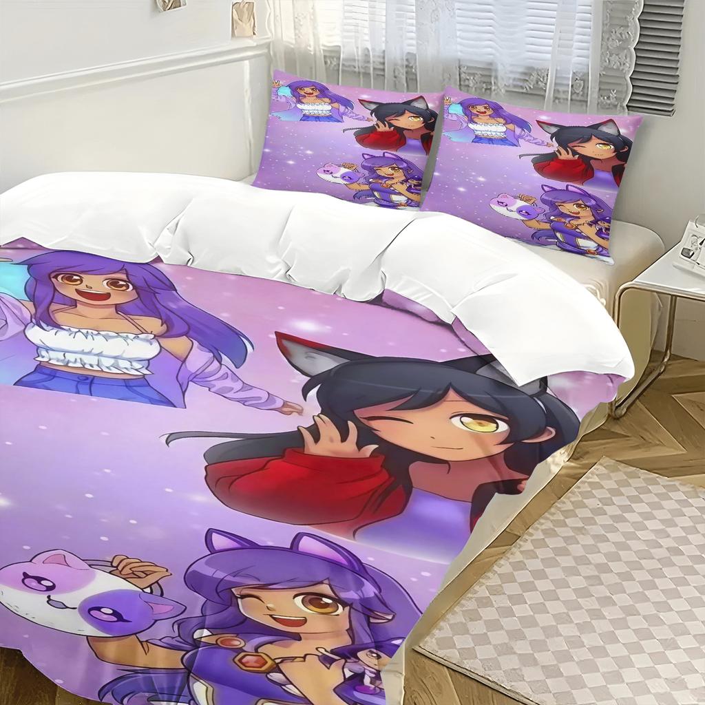 Cartoon Bedding Set Duvetcover Set Single Double King Size Kawaii Cartoon Aphmau Adult Boys Bedroom Duvet Cover And Pillow Case