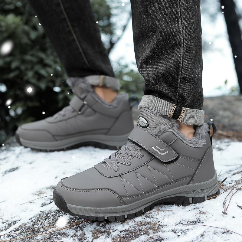 Hot-selling leather cotton shoes large size velvet winter shoes warm outdoor waterproof and non-slip snow boots