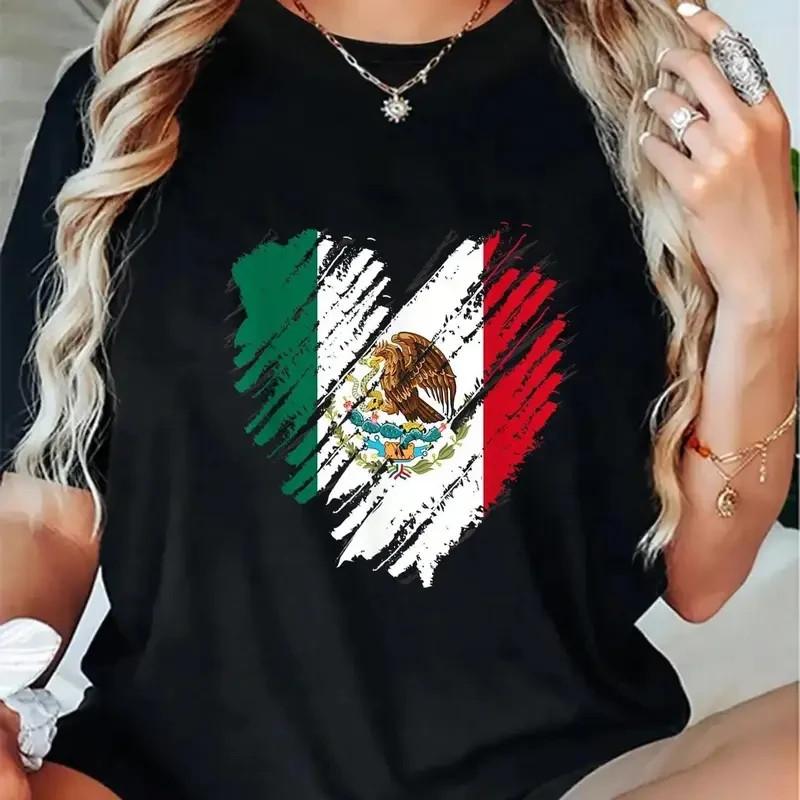 100% Cotton Mexico City Mexican Flag Heart Gift Mexico T-Shirt XL