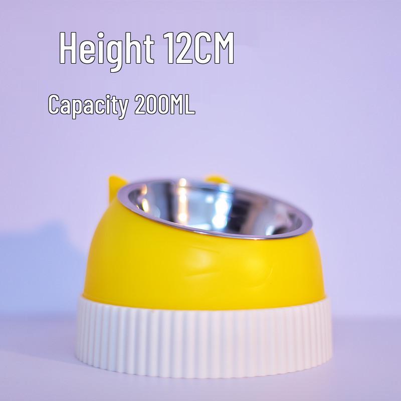 Elevated Stainless Steel & Ceramic Pet Bowls - Anti-Tip Design for Cats & Dogs, Protects Cervical Vertebrae, Double Bowl Set