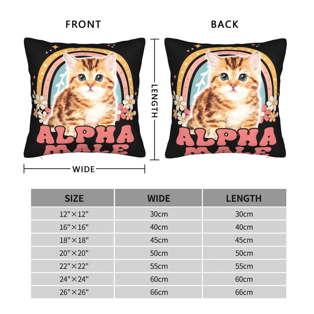Decorative Pillow Covers Alpha Male Cat Kitten Funny Product Home Pillow Case Cover Zipper Multiple Sizes