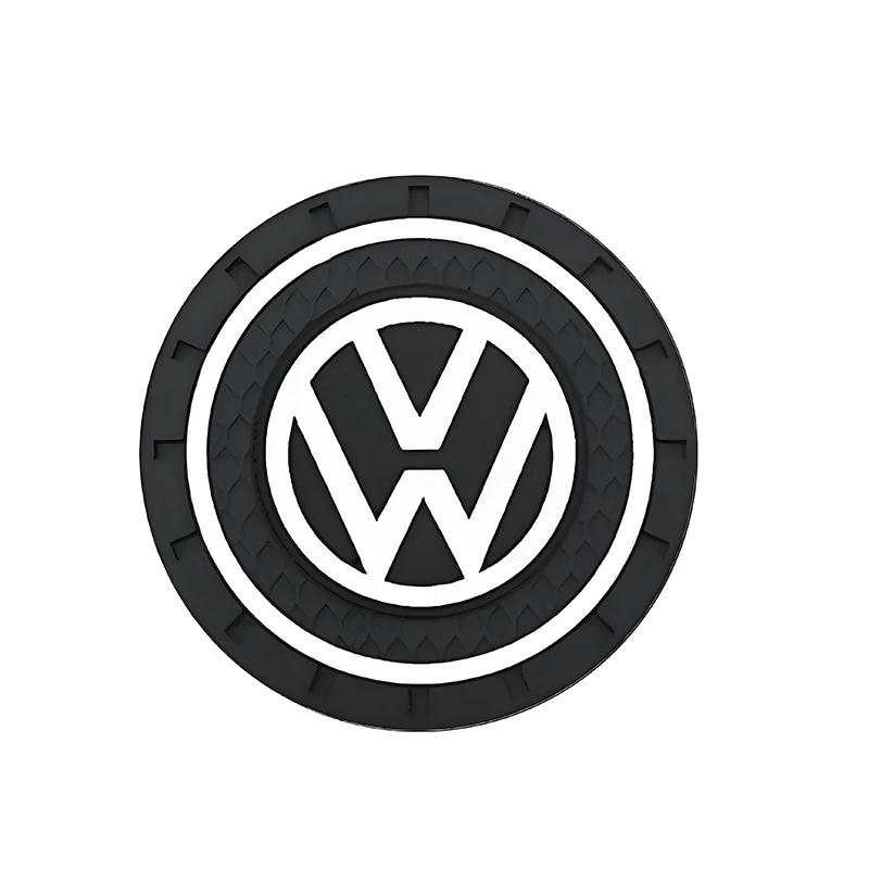 

Hot VW Car Anti Slip Coaster Anti-noise Water Cup Pad Cushion Car Accessories For Volkswagen RLine R Golf Amarok T5 ID3 Tiguan