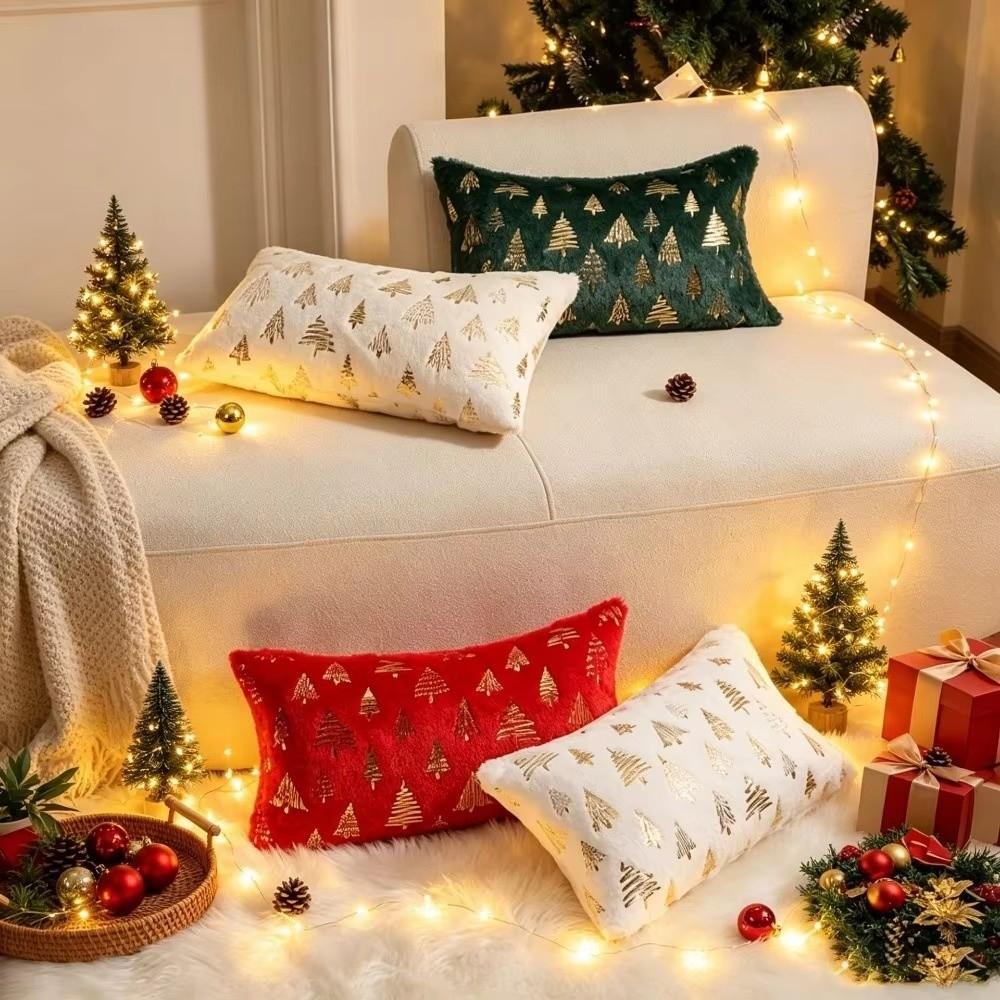 Home Decoration Nordic Golden Embroidery Cushion Cover Plush Soft Pillowcase Fluffy Embroidery Sofa Pillowcase Bedroom