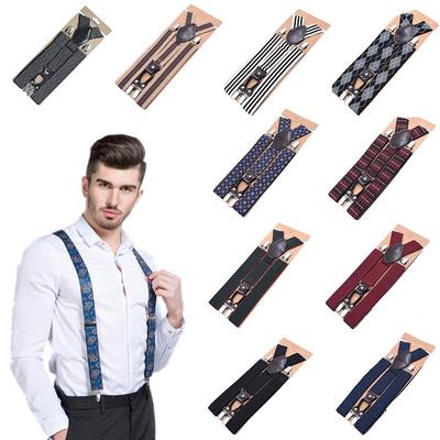 Bretelles Homme Dos en Y Élastiques 4 Pinces Robustes Réglables Bretelles de Pantalon