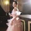 Art Test Evening Dress 1011 New Skirt Banquet Femininity Bar Mitzvah Pink Annual Meeting Host Evening Dress