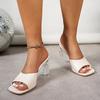 Fashion 2025 Fashion Transparent High Heel Sandals for Women Plus Size Square Toe Party Sandals Woman Mix Color Pu Leather Sandles Mujer