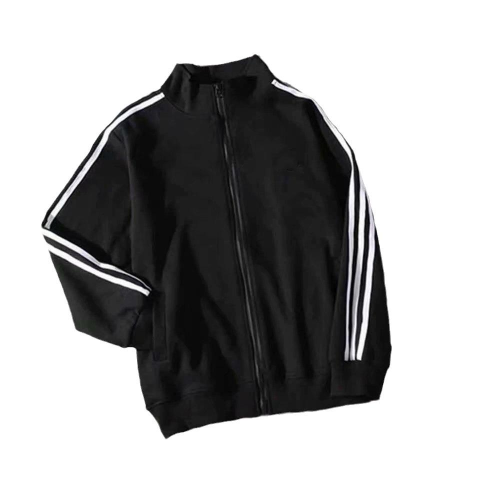 2024 Unisex Sporty Three-Stripe Baseball Jacket: Casual Spring/Autumn Wear for Students