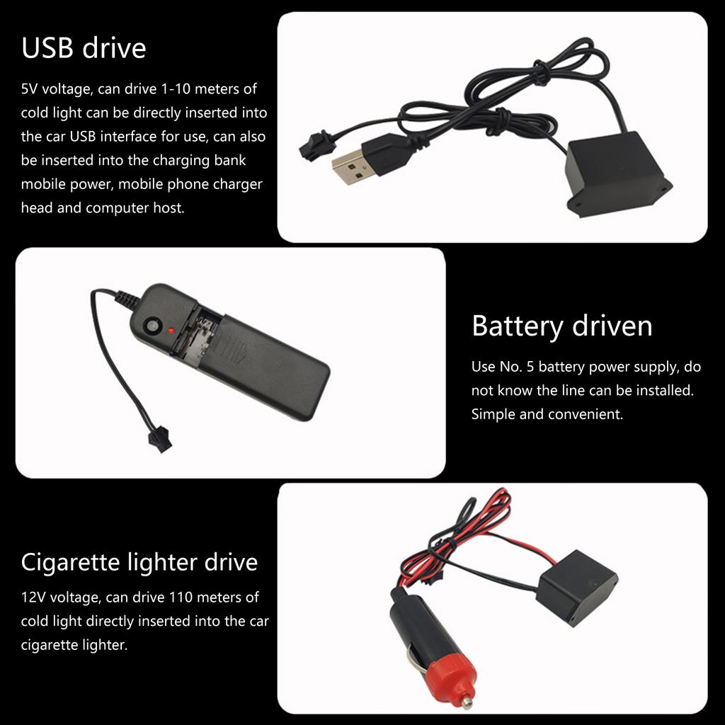 USB Car Interior Strips Lights Multicolor LED Fiber  Lighting set Simple Installation for Dashboard & Console