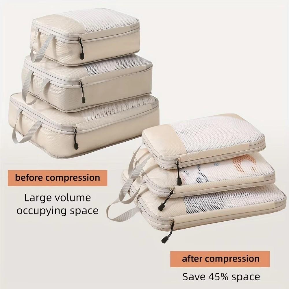 3pcs Multifunctional Travel Compression Bags Large Capacity Storage Mesh Bags  Carry on Luggage