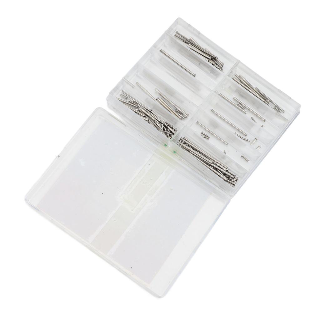 100 Sets Stainless Steel Watch Pins Friction Strap Pressure Bars with Rivet Ends Watch Repair Tools Size 12mm To 26mm