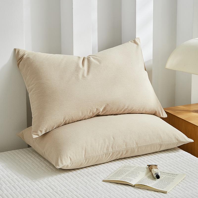 Sada 2 povlaků na polštáře z čisté bavlny barvené přízí, 48x74 cm, pro jednu osobu, povlaky na polštáře z prané bavlny.