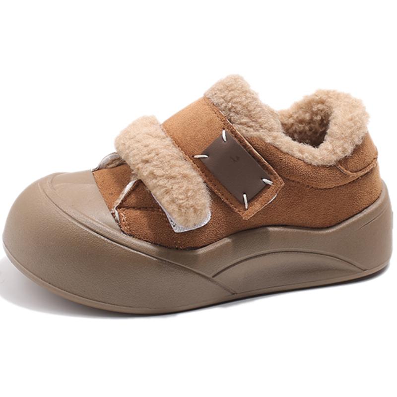 2024 Winter New Children's Shoes Girls Korean Style Lamb Wool Girl Cotton Shoes Thicken Velvet Warm Anti-kick Furry Shoes